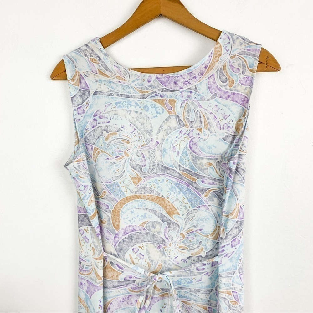 Vintage 90s Sag Harbor Pastel Eclectic Swirl Tie Back Maxi Dress Sz 8 - Picture 4 of 5